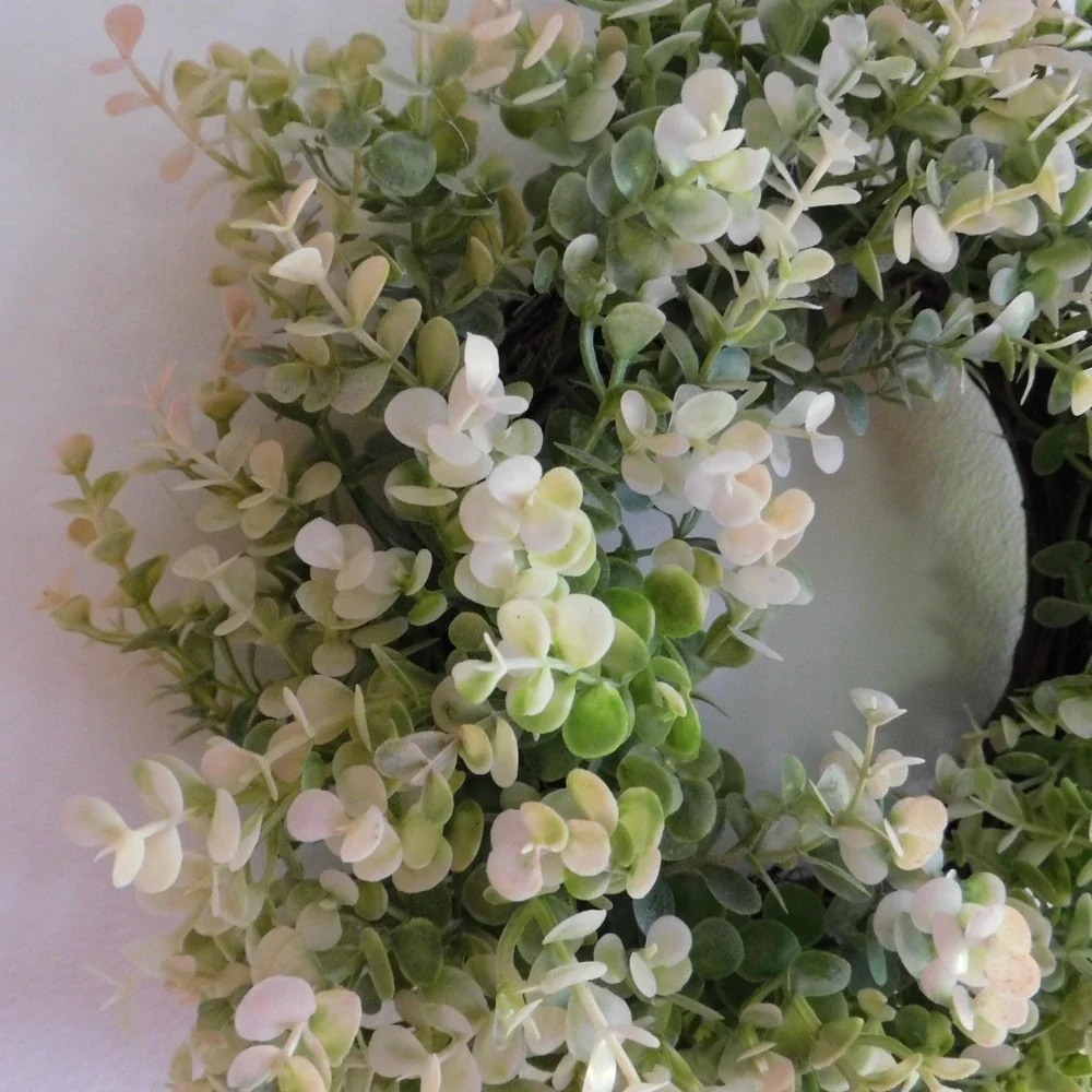 Small Eucaluptus Wreath, Pink and Sage Green, Accent, Home Decor, Romantic